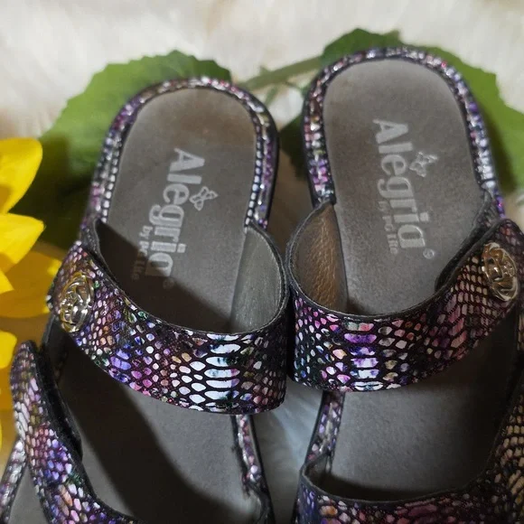 Alegria Multicolor Snake Print Sandals - Picture 2 of 12